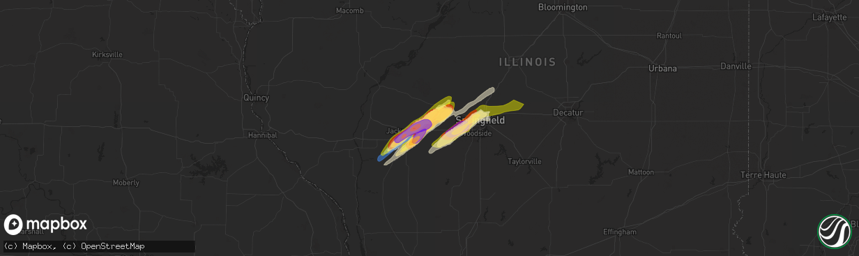 Hail map in Alexander, IL on May 20, 2025