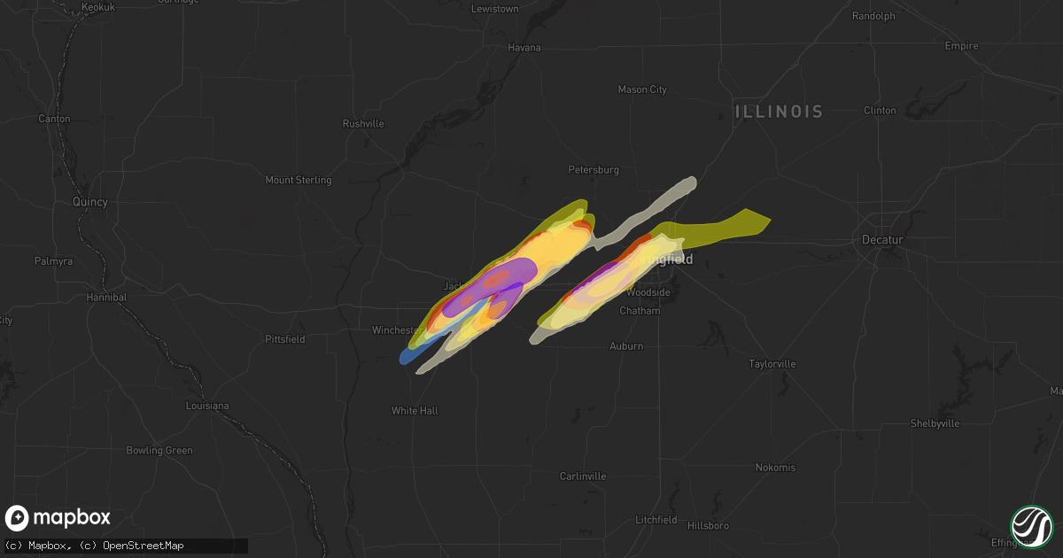 Hail map in Alexander, IL on May 20, 2025