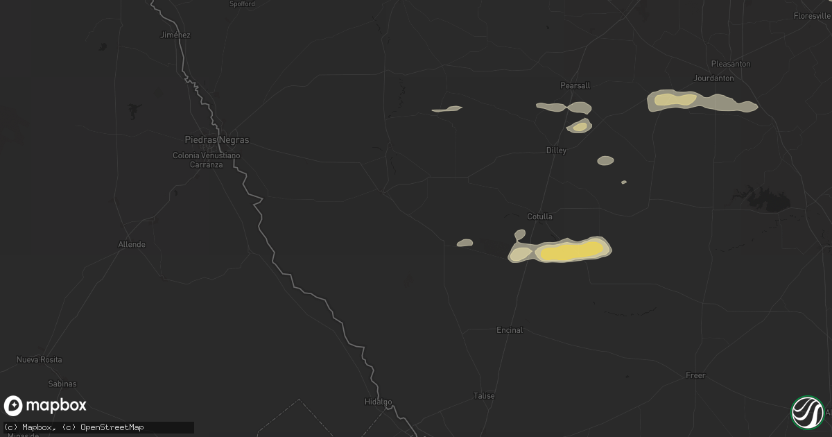 Hail map in Asherton, TX on May 20, 2025