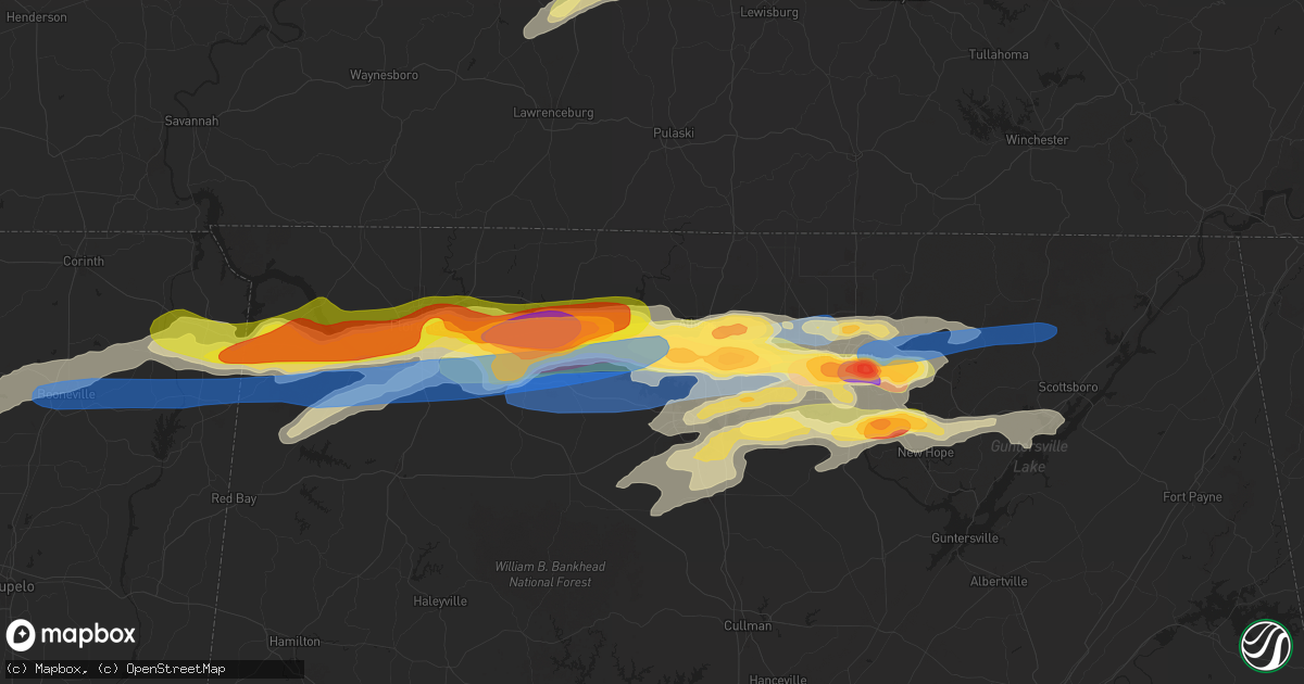 Hail map in Athens, AL on May 20, 2025