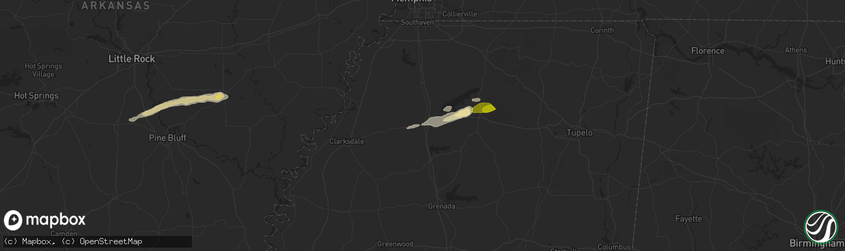 Hail map in Batesville, MS on May 20, 2025