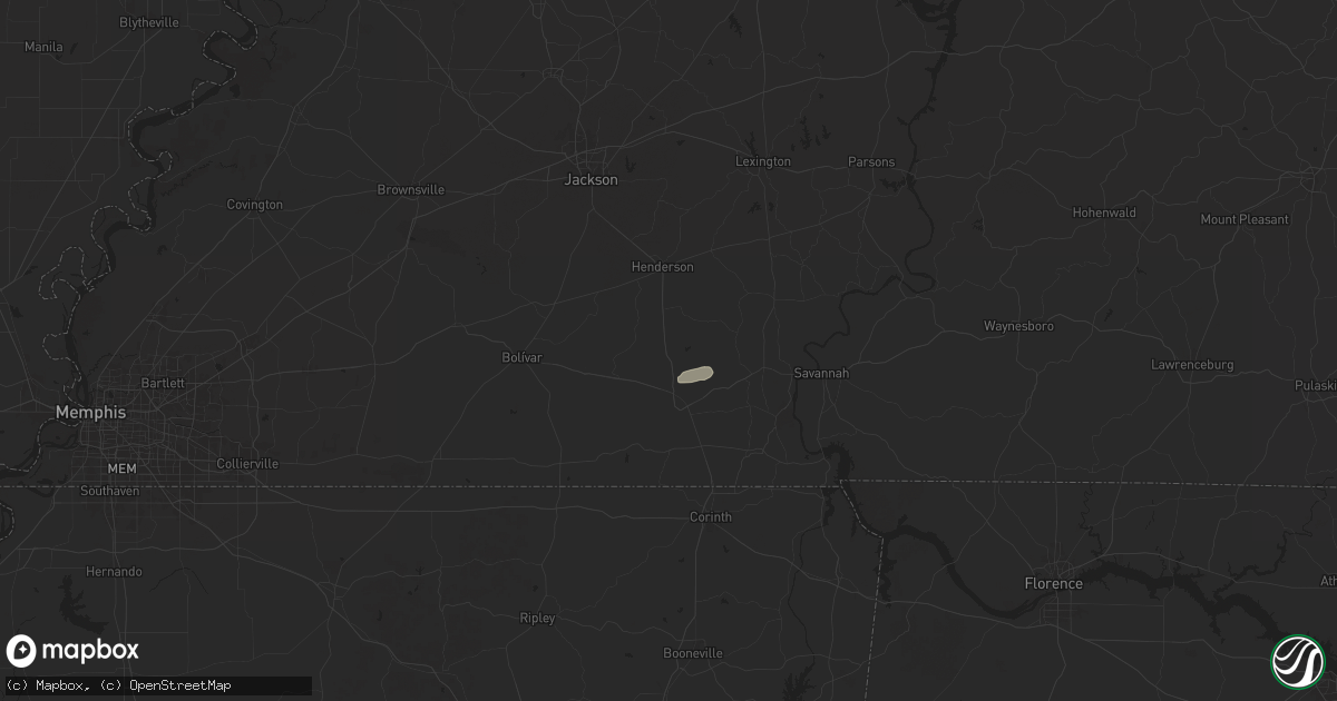 Hail map in Bethel Springs, TN on May 20, 2025
