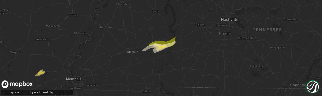 Hail map in Darden, TN on May 20, 2025