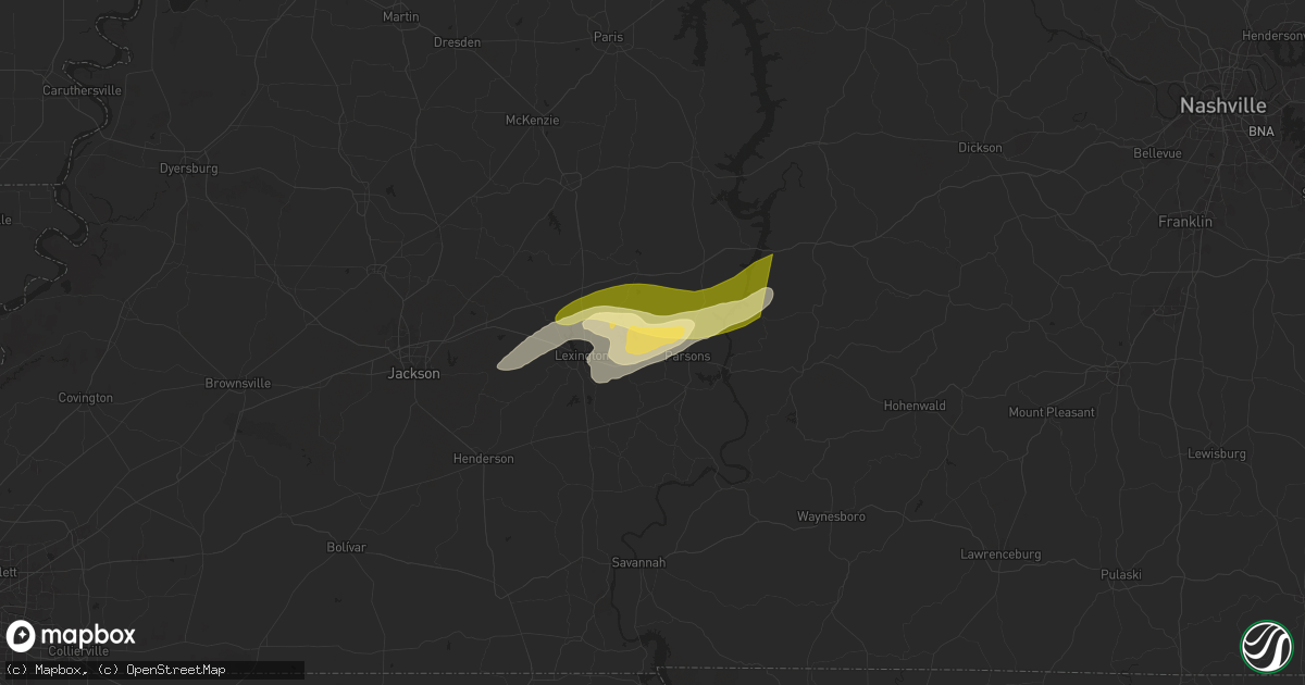 Hail map in Darden, TN on May 20, 2025