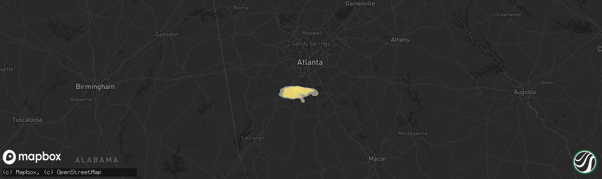 Hail map in Fayetteville, GA on May 20, 2025