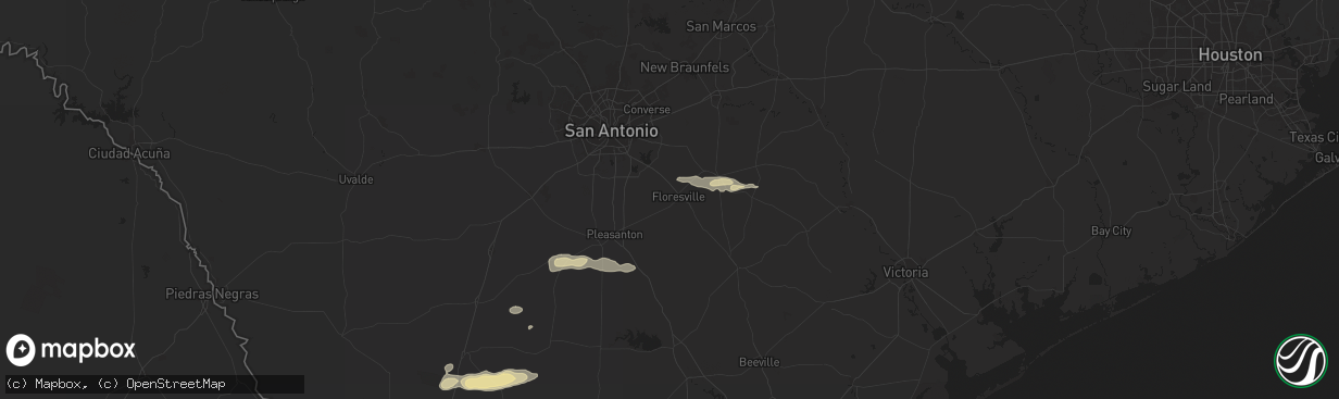 Hail map in Floresville, TX on May 20, 2025