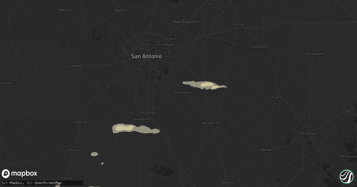 Hail map in Floresville, TX on May 20, 2025