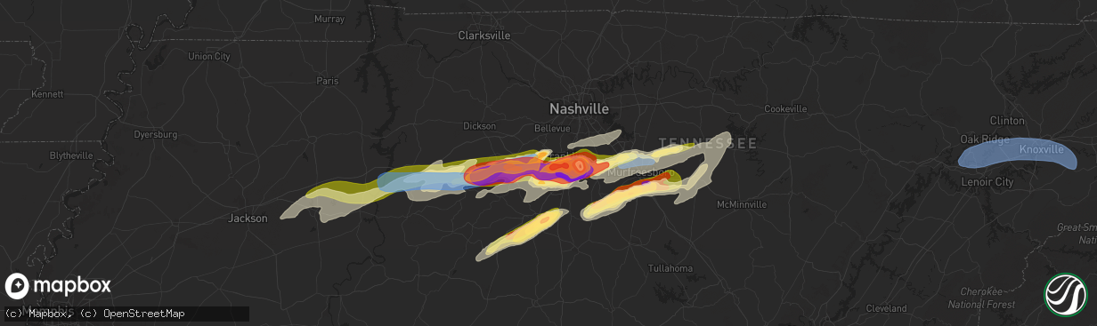 Hail map in Franklin, TN on May 20, 2025
