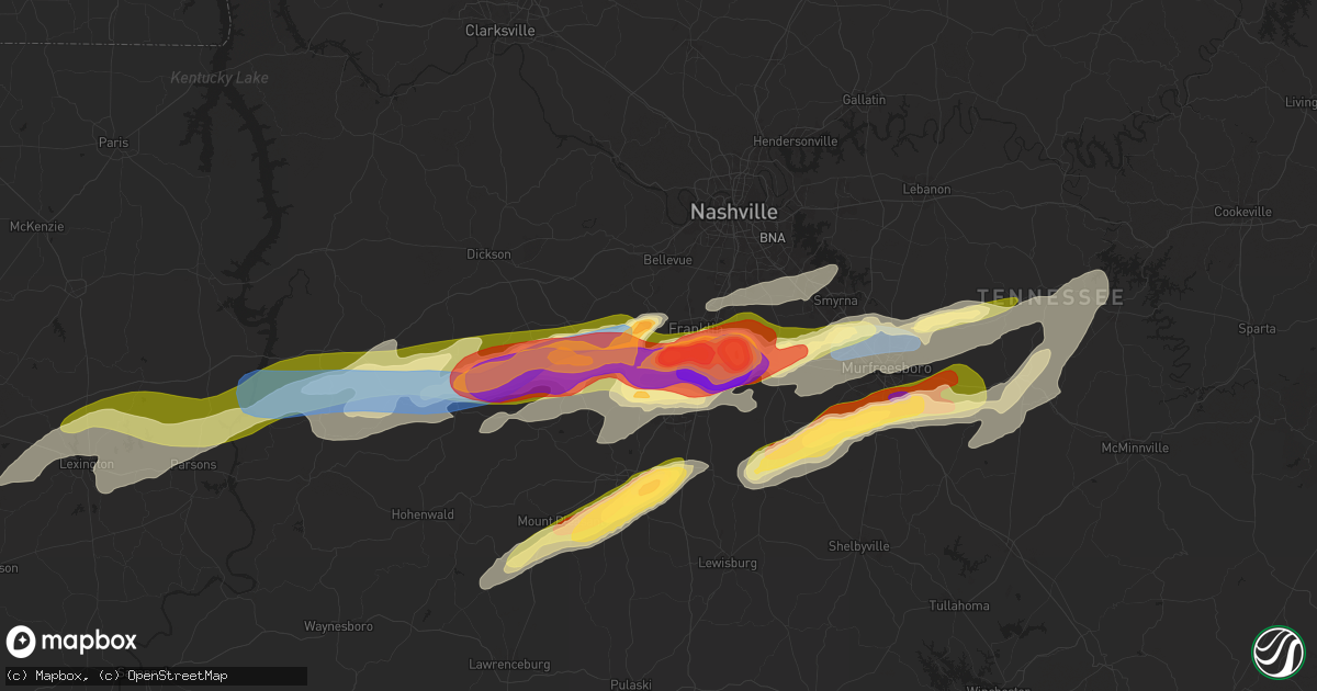 Hail map in Franklin, TN on May 20, 2025