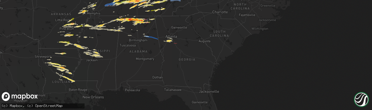 Hail map in Georgia on May 20, 2025