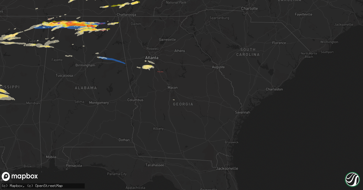 Hail map in Georgia on May 20, 2025