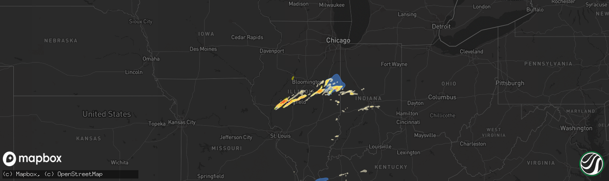 Hail map in Illinois on May 20, 2025