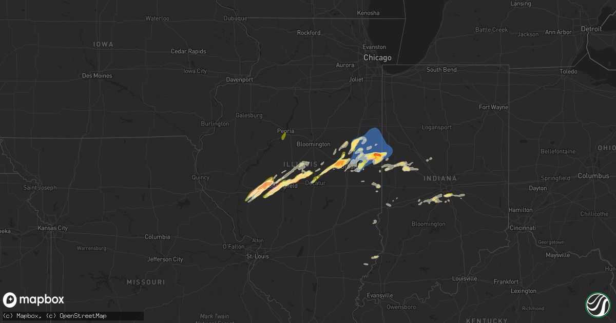 Hail map in Illinois on May 20, 2025