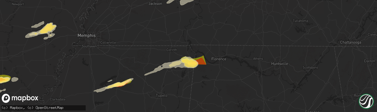 Hail map in Iuka, MS on May 20, 2025