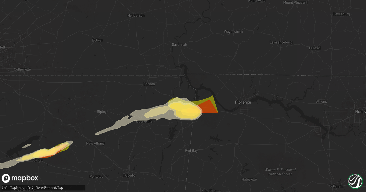 Hail map in Iuka, MS on May 20, 2025