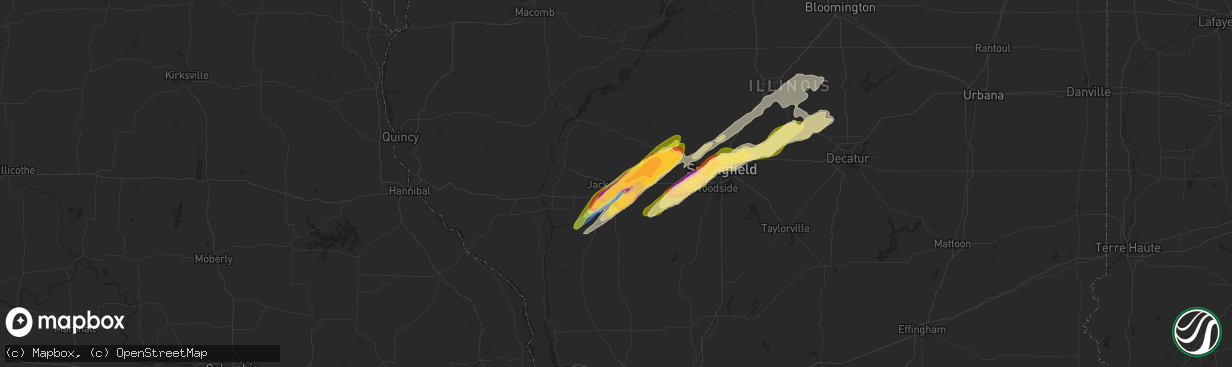 Hail map in Jacksonville, IL on May 20, 2025