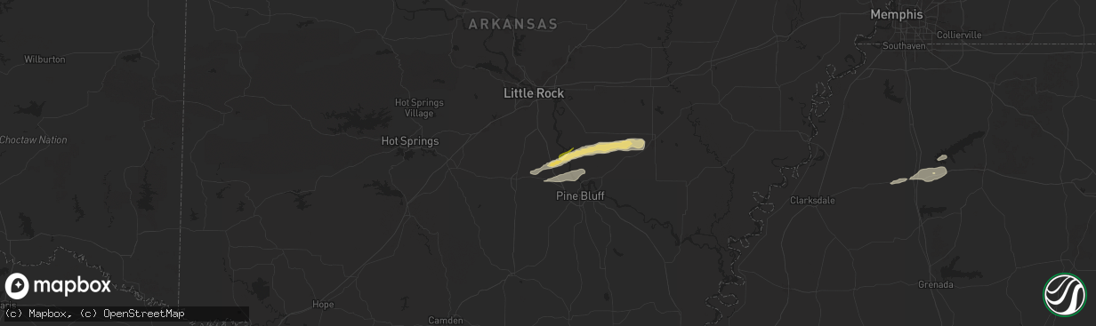 Hail map in Jefferson, AR on May 20, 2025