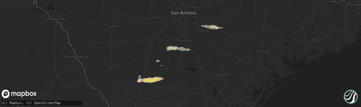 Hail map in Jourdanton, TX on May 20, 2025