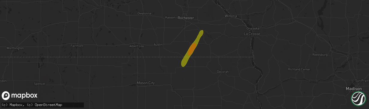Hail map in Le Roy, MN on May 20, 2025