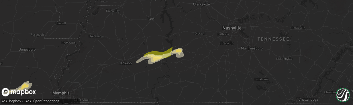 Hail map in Lobelville, TN on May 20, 2025