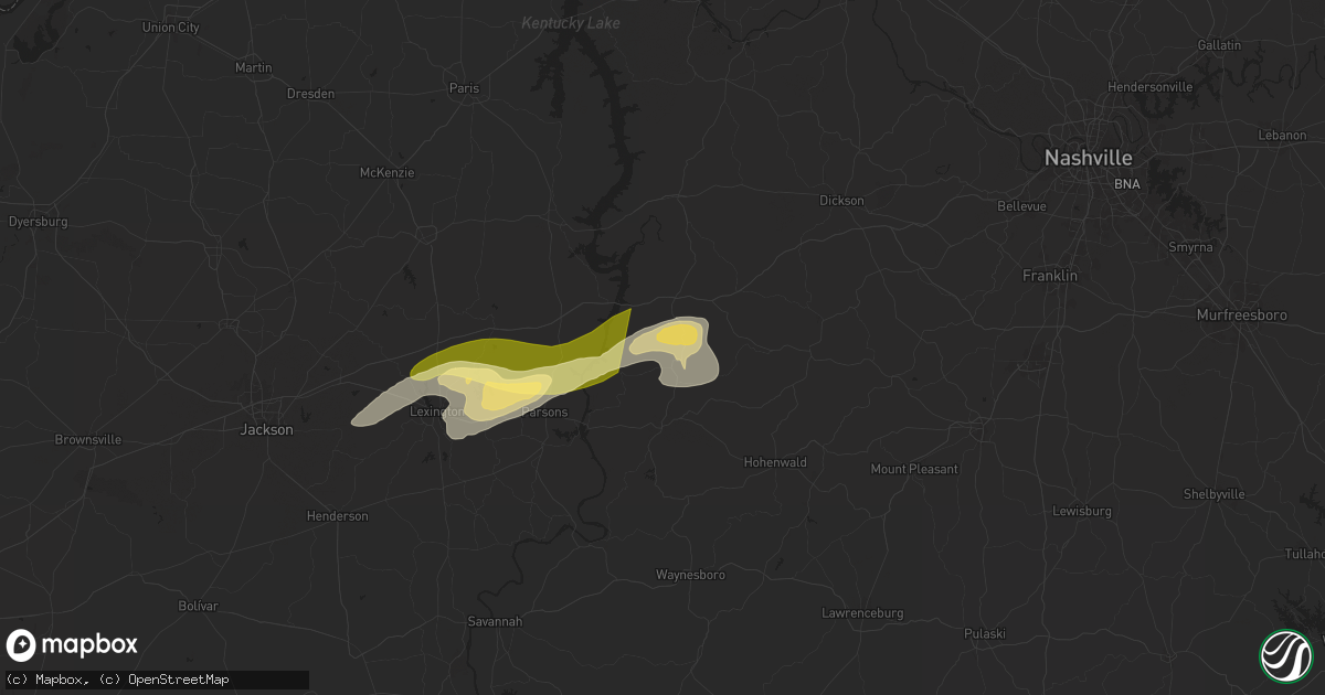 Hail map in Lobelville, TN on May 20, 2025
