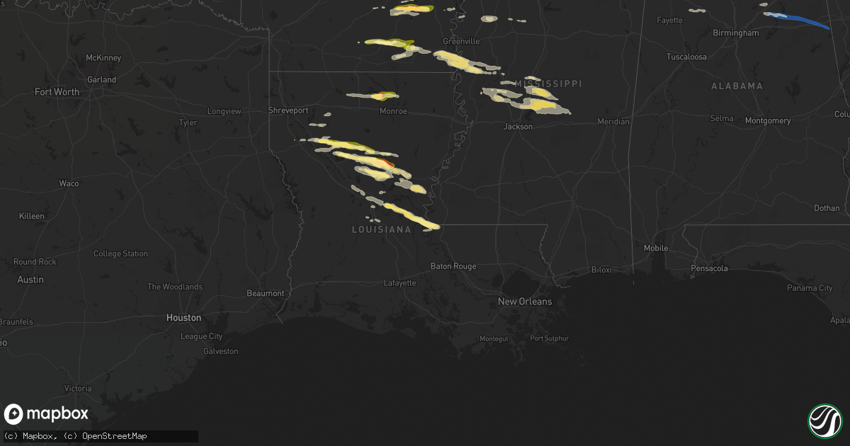 Hail map in Louisiana on May 20, 2025