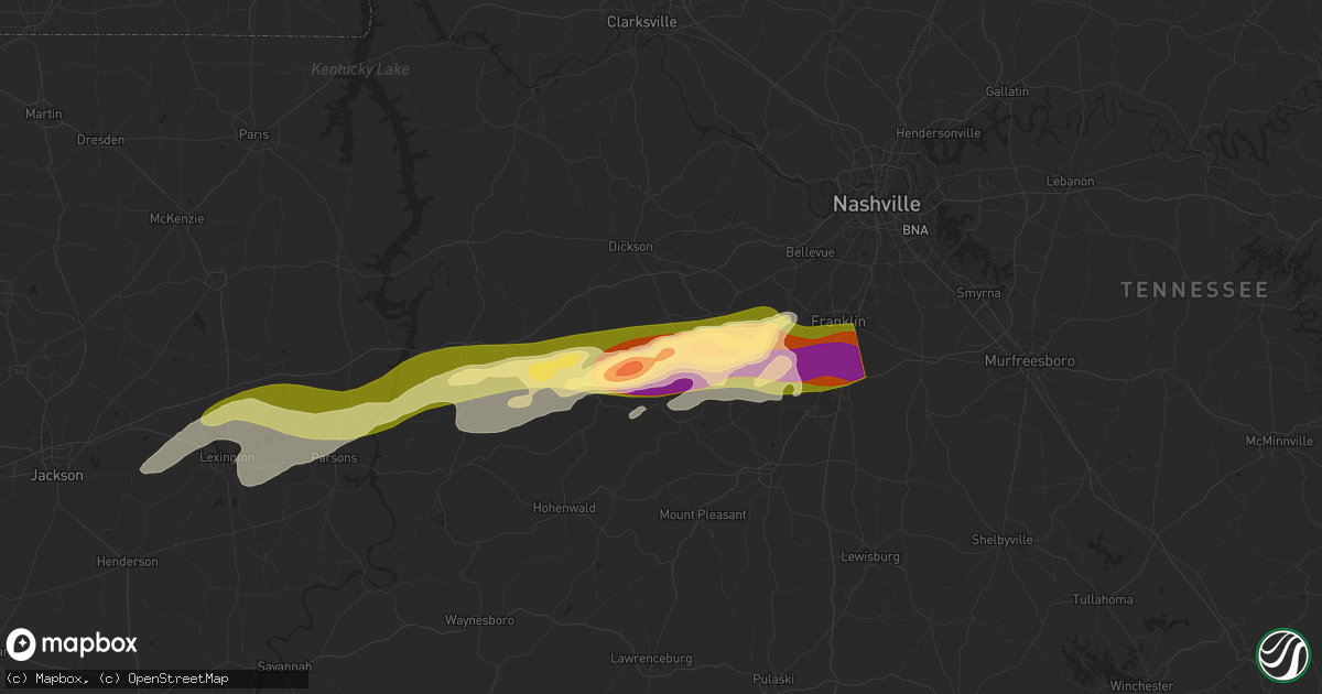 Hail map in Lyles, TN on May 20, 2025