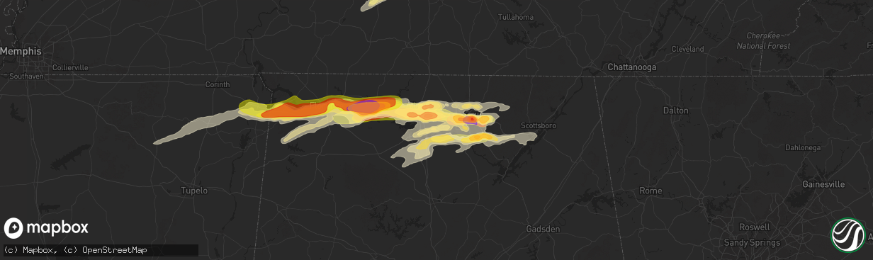 Hail map in Madison, AL on May 20, 2025
