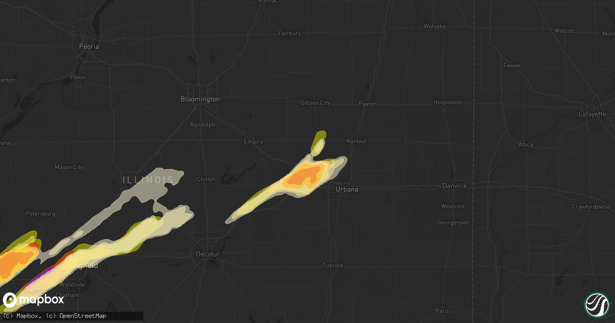 Hail map in Mahomet, IL on May 20, 2025