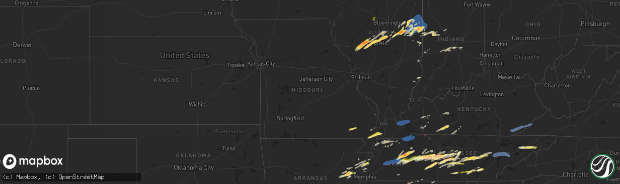 Hail map in Missouri on May 20, 2025