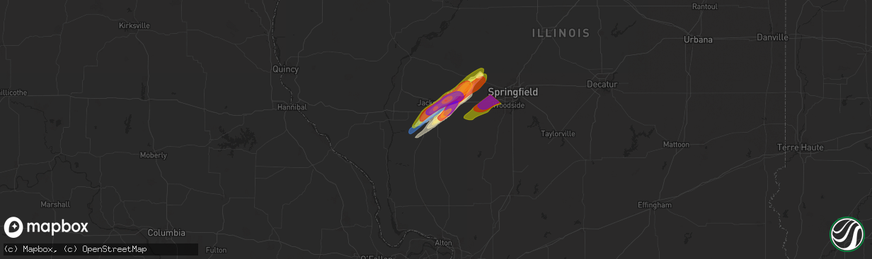 Hail map in Murrayville, IL on May 20, 2025