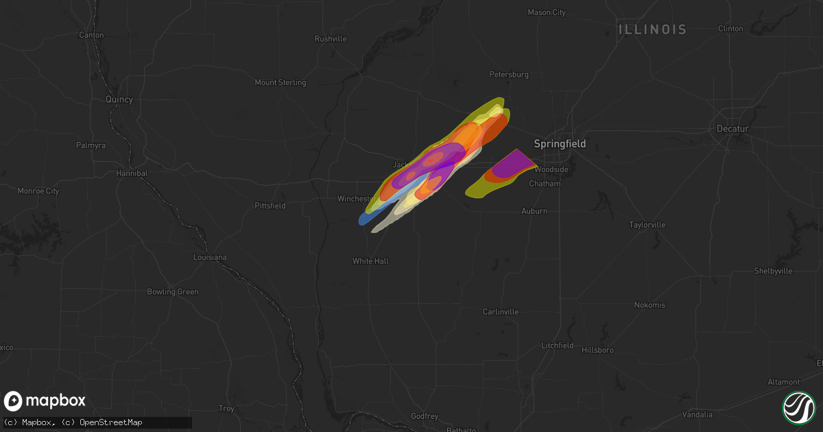 Hail map in Murrayville, IL on May 20, 2025