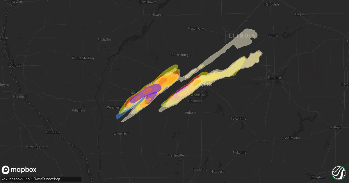 Hail map in New Berlin, IL on May 20, 2025