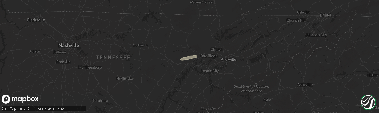 Hail map in Oakdale, TN on May 20, 2025