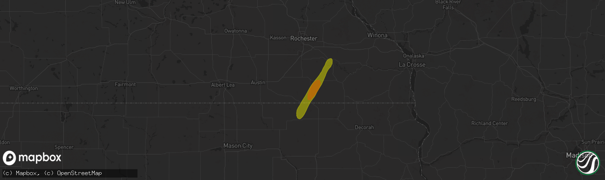Hail map in Ostrander, MN on May 20, 2025