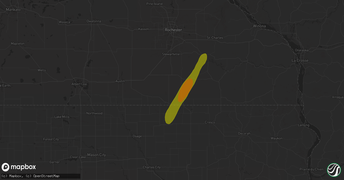Hail map in Ostrander, MN on May 20, 2025