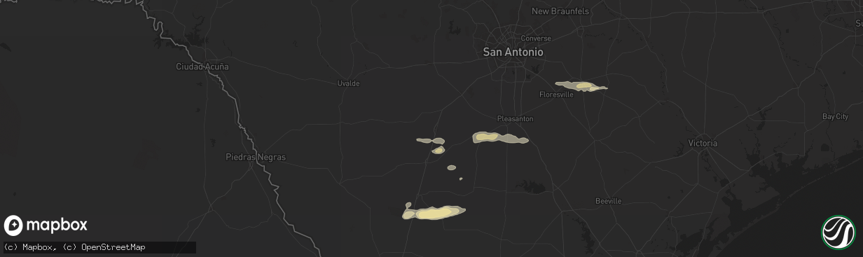 Hail map in Pearsall, TX on May 20, 2025