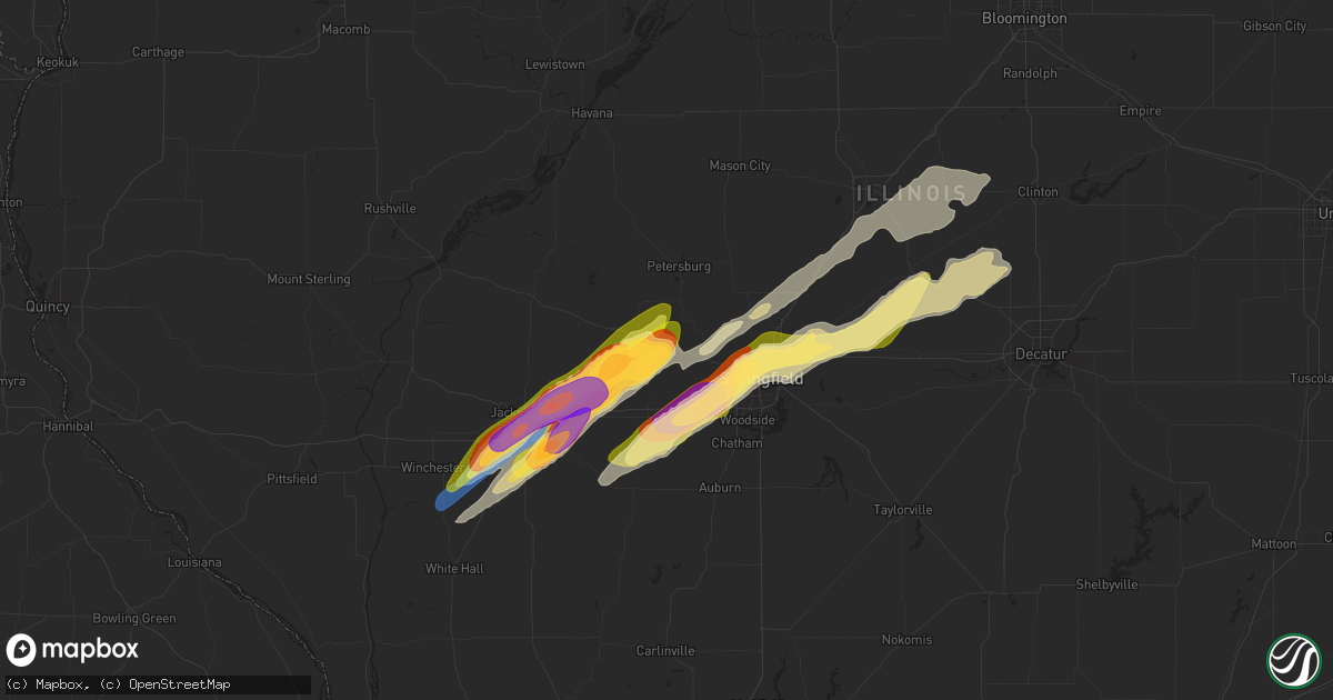 Hail map in Pleasant Plains, IL on May 20, 2025