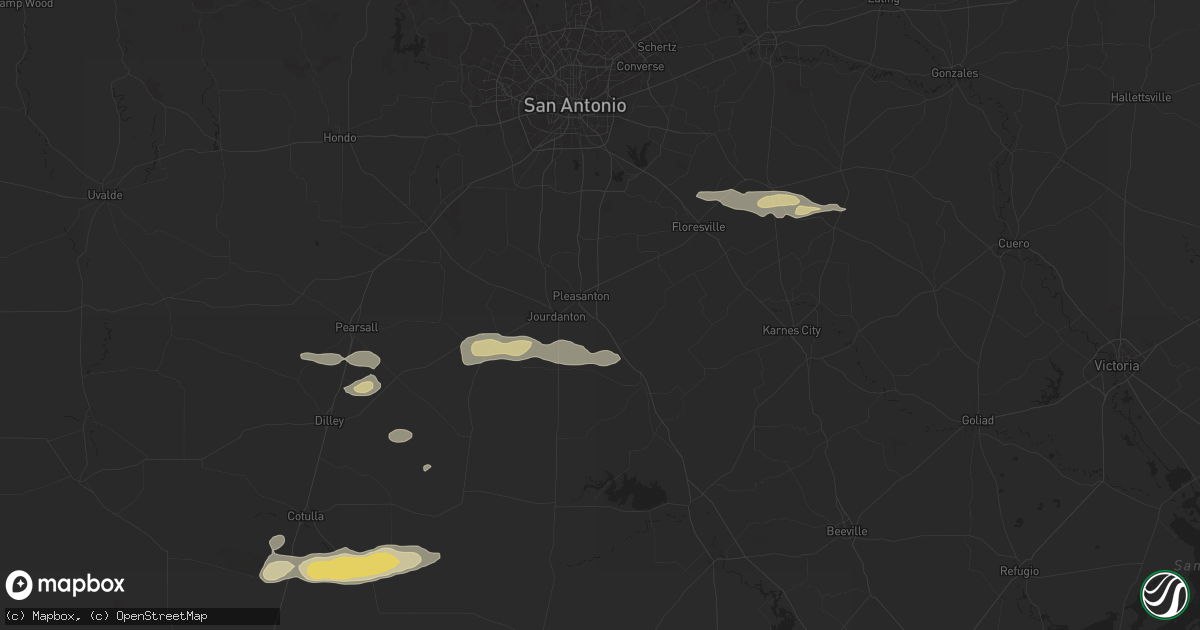 Hail map in Pleasanton, TX on May 20, 2025