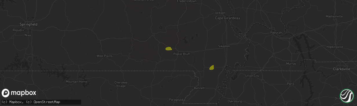 Hail map in Poplar Bluff, MO on May 20, 2025