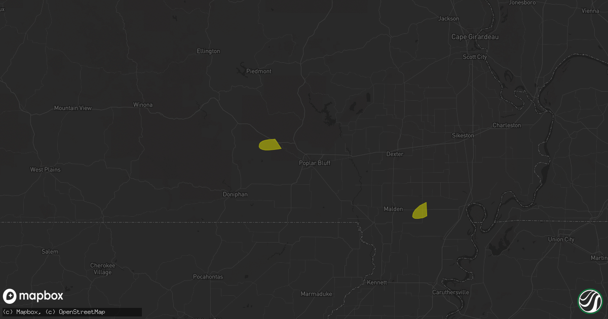 Hail map in Poplar Bluff, MO on May 20, 2025