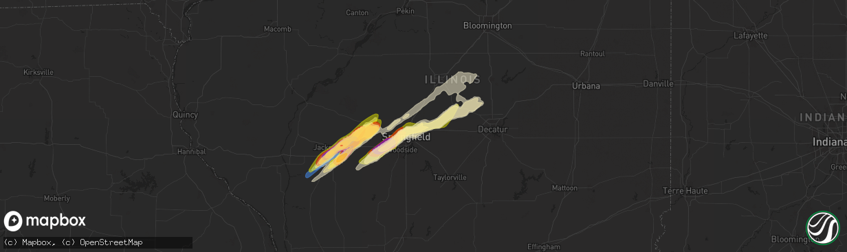Hail map in Riverton, IL on May 20, 2025