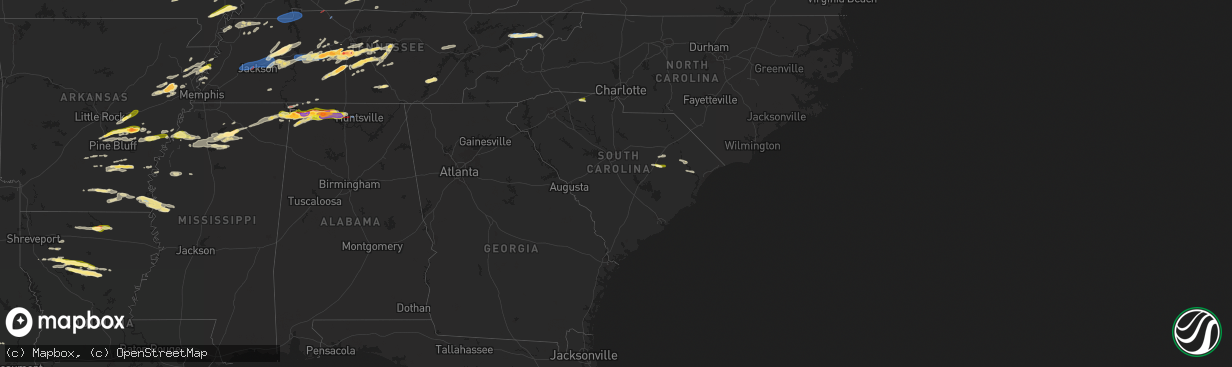 Hail map in South Carolina on May 20, 2025