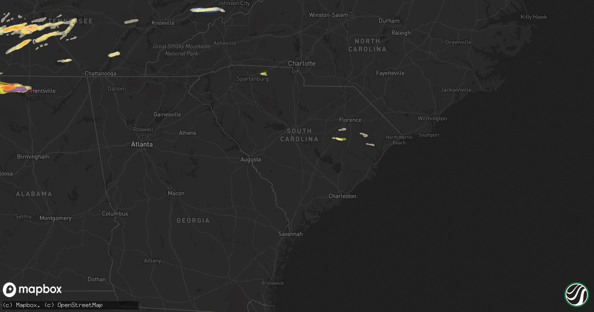 Hail map in South Carolina on May 20, 2025