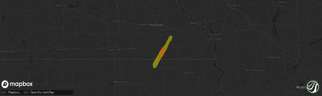 Hail map in Spring Valley, MN on May 20, 2025