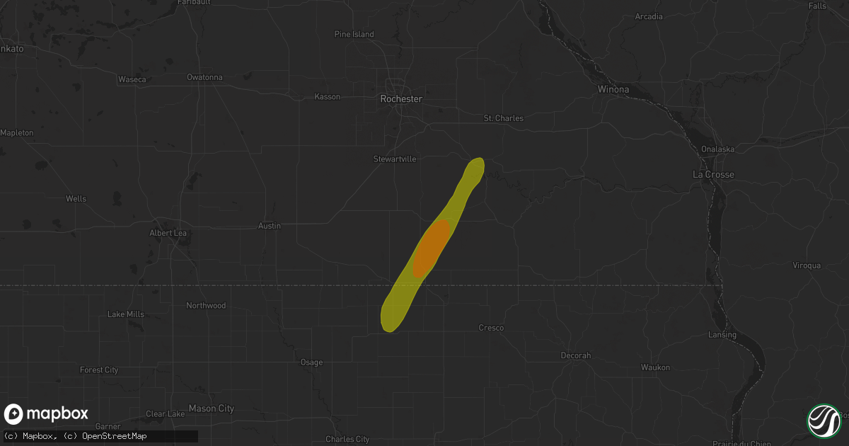 Hail map in Spring Valley, MN on May 20, 2025