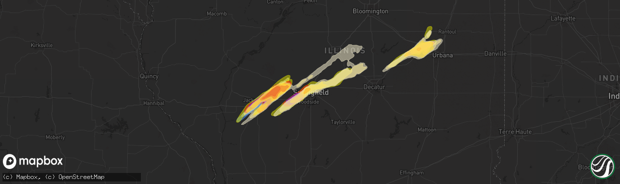 Hail map in Springfield, IL on May 20, 2025