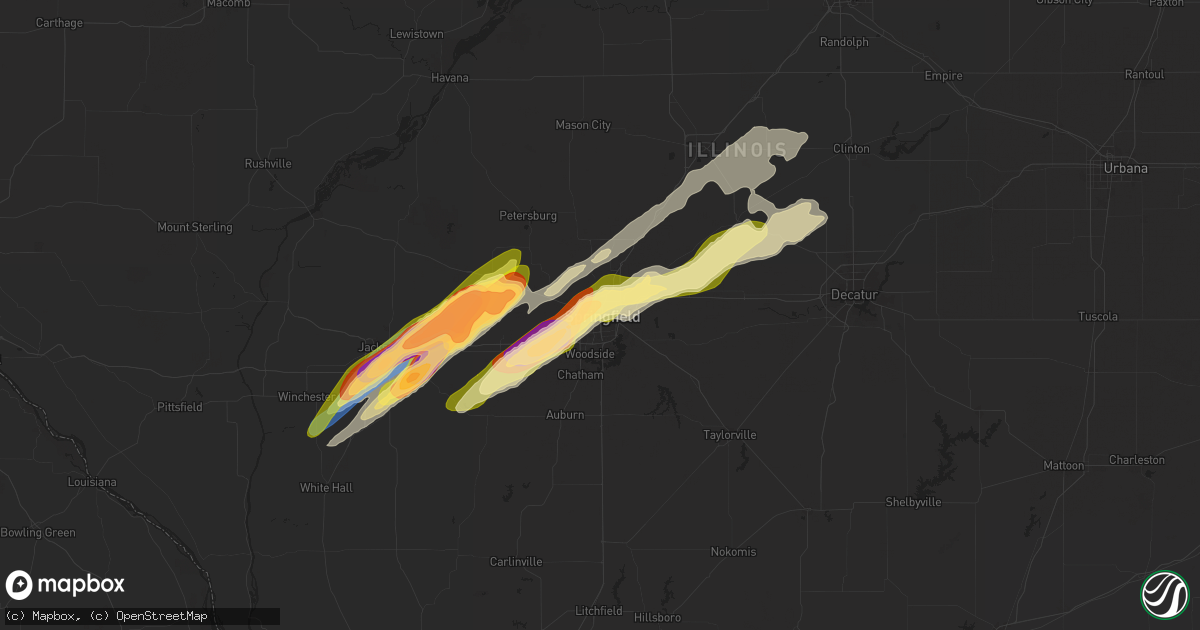 Hail map in Springfield, IL on May 20, 2025