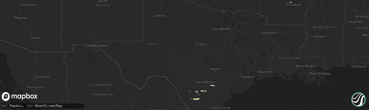 Hail map in Texas on May 20, 2025