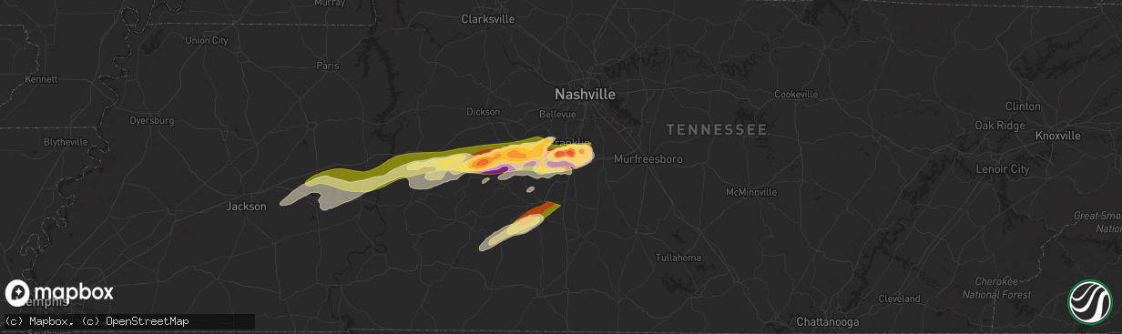 Hail map in Thompsons Station, TN on May 20, 2025